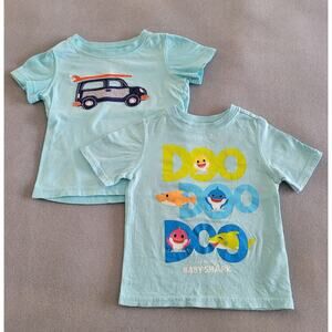 PINK FONG Baby Shark/CARTERS Graphic Infant T-shirts Lt Blue -LOT of 2!-Sz 24 mo